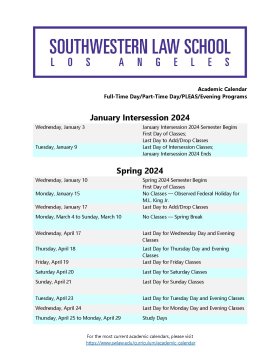 Academic Calendars | Southwestern Law School